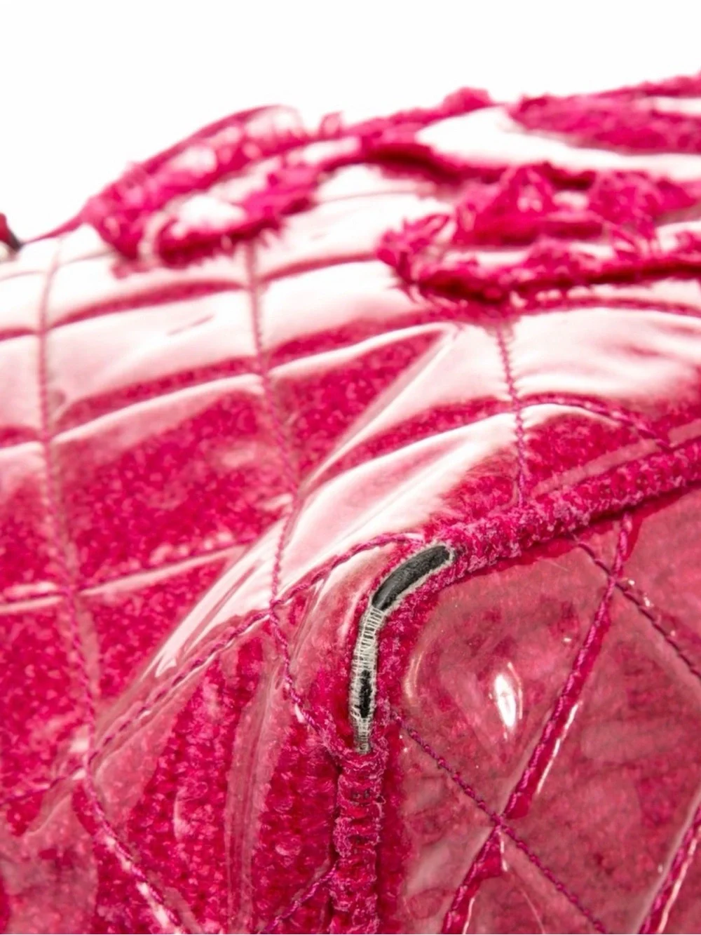 CHANEL Hot Pink Quilted Tote with Chain-Strap Handles